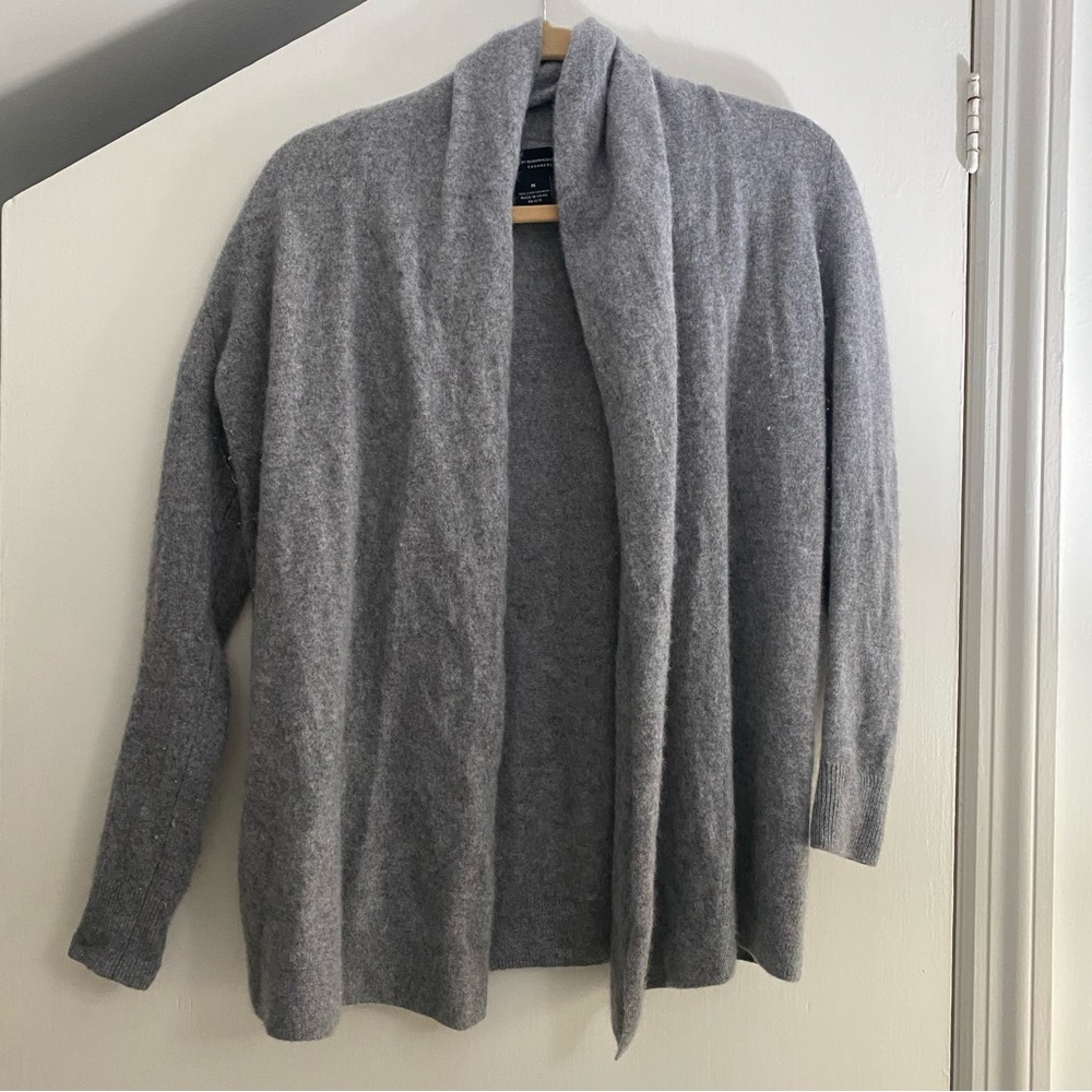 C By Bloomingdales 2 Ply Cashmere Size M Grey Cardigan Cowl Sweater